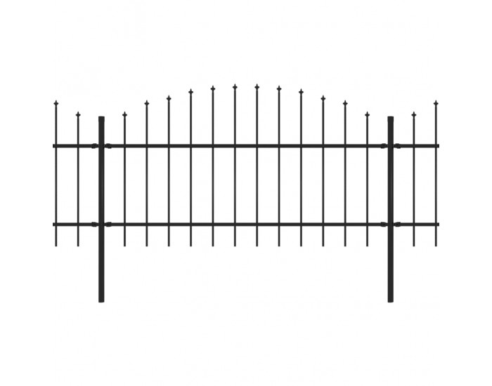 Sonata Градинска ограда с пики, стомана, (1-1,25)x6,8 м, черна
