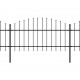 Sonata Градинска ограда с пики, стомана, (1-1,25)x6,8 м, черна