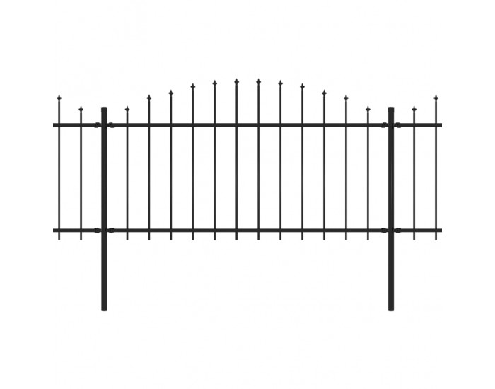 Sonata Градинска ограда с пики, стомана, (1,25-1,5)x3,4 м, черна