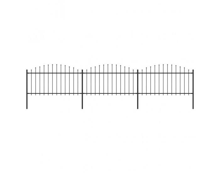 Sonata Градинска ограда с пики, стомана, (1,25-1,5)x5,1 м, черна