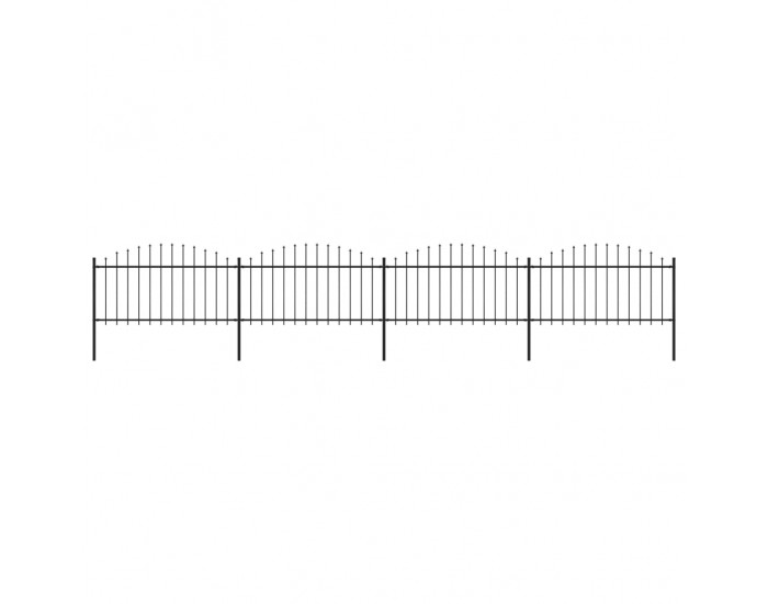 Sonata Градинска ограда с пики, стомана, (1,25-1,5)x6,8 м, черна