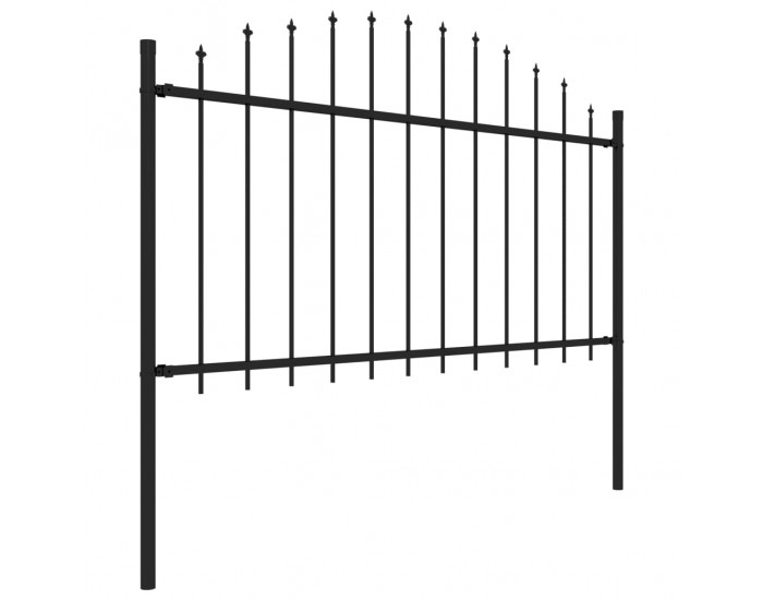 Sonata Градинска ограда с пики, стомана, (1,25-1,5)x8,5 м, черна