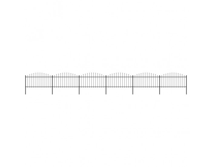 Sonata Градинска ограда с пики, стомана, (1,25-1,5)x10,2 м, черна