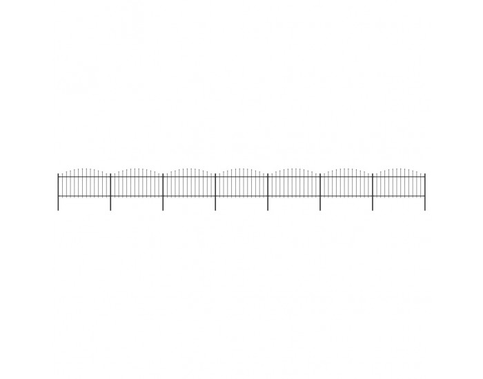 Sonata Градинска ограда с пики, стомана, (1,25-1,5)x11,9 м, черна