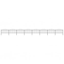 Sonata Градинска ограда с пики, стомана, (1,25-1,5)x13,6 м, черна - Garduri