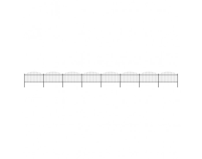 Sonata Градинска ограда с пики, стомана, (1,25-1,5)x13,6 м, черна