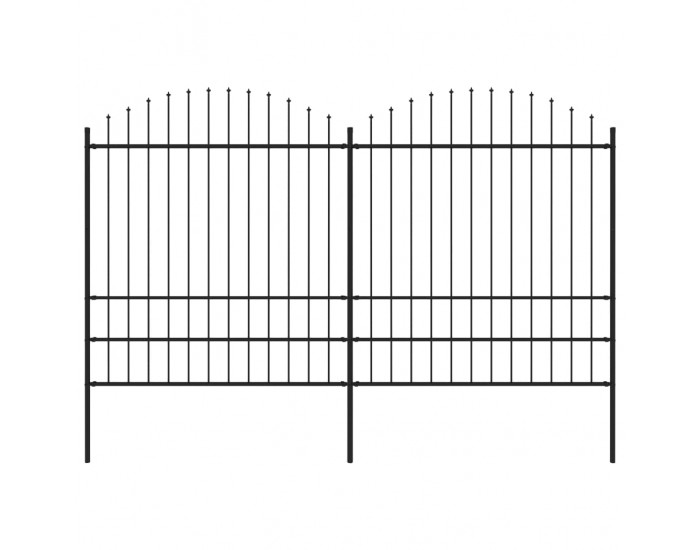 Sonata Градинска ограда с пики, стомана, (1,75-2)x3,4 м, черна
