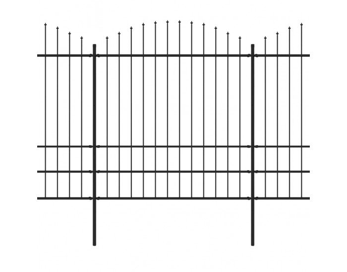 Sonata Градинска ограда с пики, стомана, (1,75-2)x3,4 м, черна