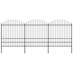 Sonata Градинска ограда с пики, стомана, (1,75-2)x5,1 м, черна - Garduri