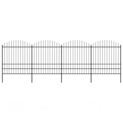 Sonata Градинска ограда с пики, стомана, (1,75-2)x6,8 м, черна - Garduri