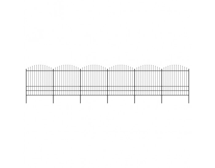 Sonata Градинска ограда с пики, стомана, (1,75-2)x10,2 м, черна