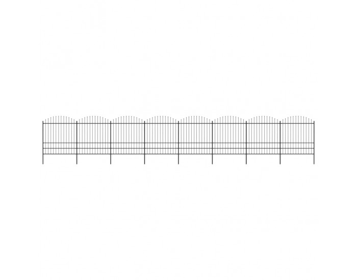 Sonata Градинска ограда с пики, стомана, (1,75-2)x13,6 м, черна