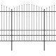 Sonata Градинска ограда с пики, стомана, (1,75-2)x13,6 м, черна