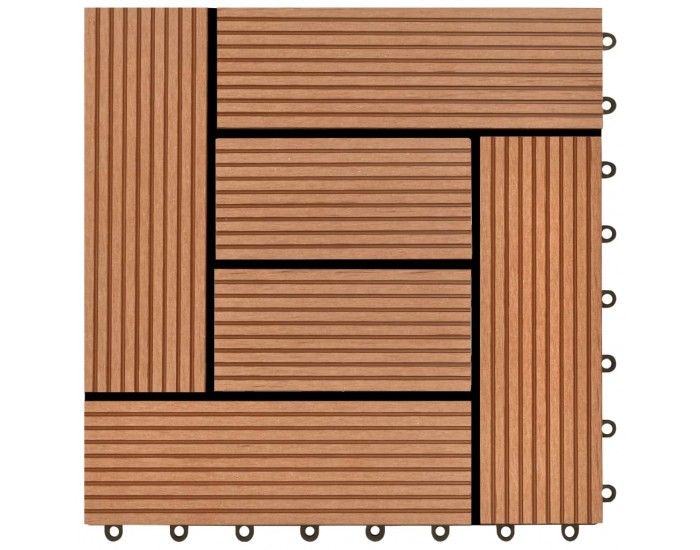Sonata 22 бр декинг плочки, 30x30 см, 2 кв.м., WPC, кафяви