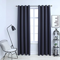 Sonata Затъмняващи завеси с метални халки, 2 бр, антрацит, 140x225 см - Draperii, perdele și galerii
