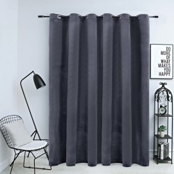 Sonata Затъмняваща завеса с метални халки кадифе антрацит 290x245 см - Draperii, perdele și galerii