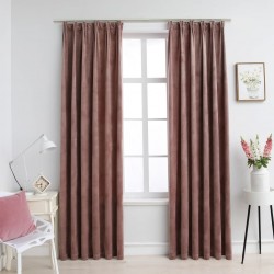 Sonata Затъмняващи завеси с куки 2 бр кадифе антично розово 140x175 см - Draperii, perdele și galerii