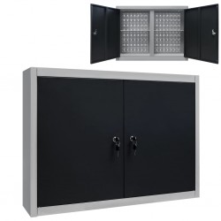 Sonata Стенен шкаф за инструменти, индустриален, метал, сиво и черно - Mobilier metalic