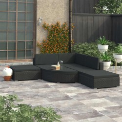 Sonata Градински комплект с възглавници, 6 части, черен полиратан - Seturi pentru exterior