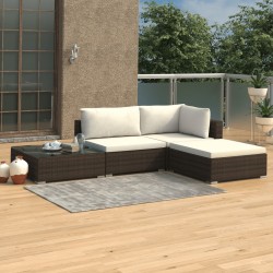 Sonata Градински комплект с възглавници, 4 части, кафяв полиратан - Seturi pentru exterior