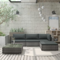Sonata Градински комплект с възглавници, 5 части, полиратан, сив - Seturi pentru exterior