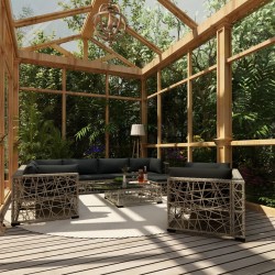 Sonata Градински комплект с възглавници, 10 части, полиратан, сив - Seturi pentru exterior