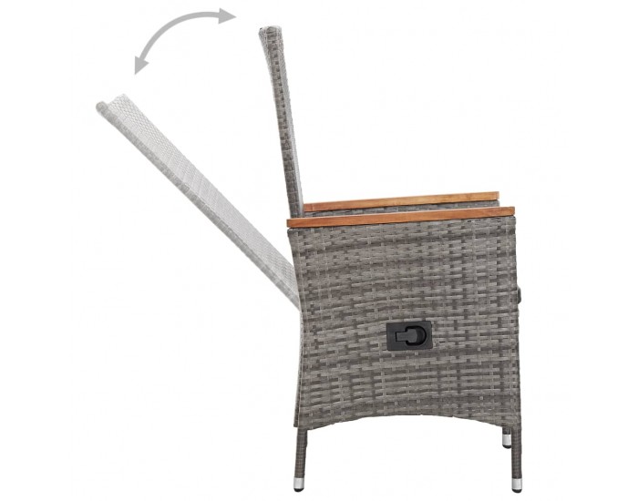 Sonata Set mobilier de exterior cu perne, 9 piese, gri, poliratan