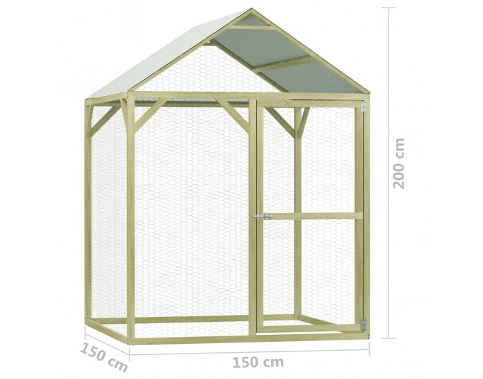 Sonata Клетка за пилета, 1,5x1,5x2 м, импрегниран бор