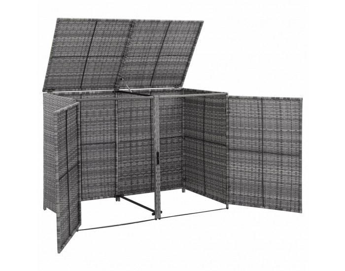 Sonata Двоен навес за кофа за смет полиратан антрацит 148x77x111 cм