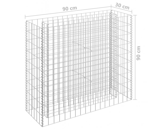 Sonata Габион повдигната леха, поцинкована стомана, 90x30x90 cм