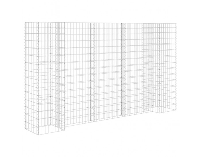 Sonata Габион плантер Н-образен, стоманена тел, 260x40x150 cм