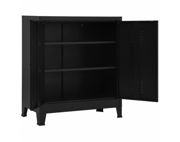 Sonata Шкаф за папки, индустриален, черен 90x40x100 cм, стомана