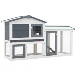 Sonata Външна голяма клетка за зайци, сиво и бяло, 145x45x85 см, дърво - Accesorii
