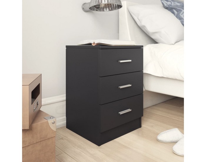 Sonata Noptiere, 2 buc., negru, 38x35x56 cm, lemn prelucrat
