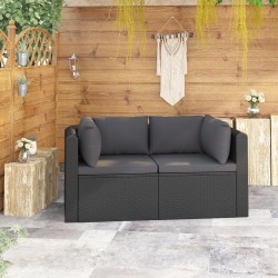 Sonata Градински комплект с възглавници, 2 части, полиратан, черен - Unelte și accesorii de grădină