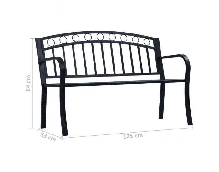 Sonata Bancă de grădină, negru, 125 cm, oțel