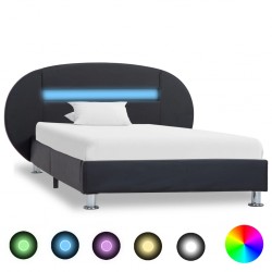 Sonata Рамка за легло с LED, черна, изкуствена кожа, 90x200 cм - Paturi tapițate
