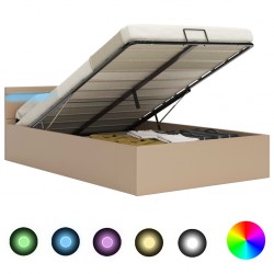 Sonata Хидравлично легло с LED капучино изкуствена кожа 180x200 cм - Paturi