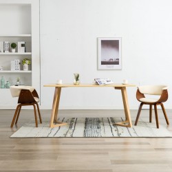 Sonata H Трапезни столове, 2 бр, кремави, извито дърво и изкуствена кожа - Scaune de dining