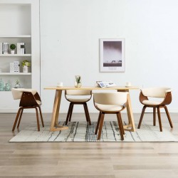 Sonata H Трапезни столове, 4 бр, кремави, извито дърво и изкуствена кожа - Scaune de dining