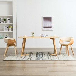 Sonata H Трапезни столове, 2 бр, кремави, извито дърво и изкуствена кожа - Scaune de dining