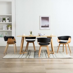 Sonata H Трапезни столове, 4 бр, черни, извито дърво и изкуствена кожа - Scaune de dining