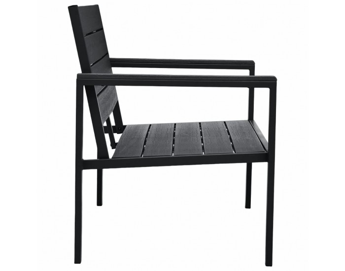 Sonata Градинска пейка, 120 cм, HDPE, черна, имитация на дърво