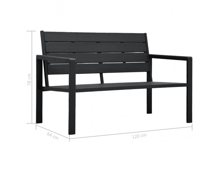 Sonata Градинска пейка, 120 cм, HDPE, черна, имитация на дърво