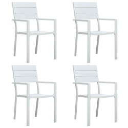 Sonata Градински столове, 4 бр, бели, HDPE, имитация на дърво - Scaune de grădină