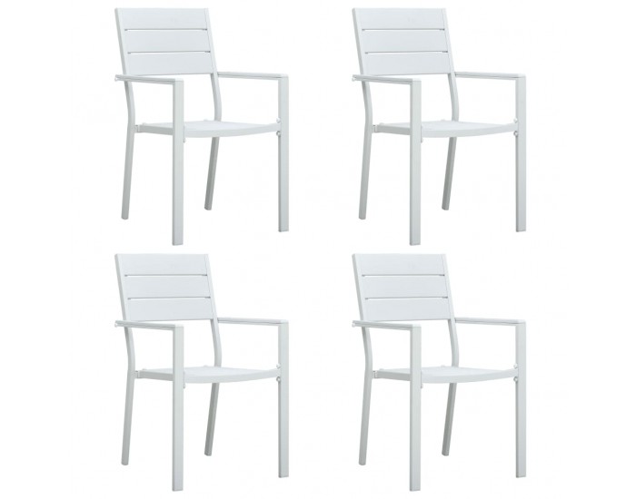 Sonata Градински столове, 4 бр, бели, HDPE, имитация на дърво