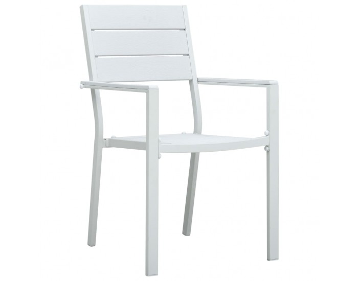 Sonata Градински столове, 4 бр, бели, HDPE, имитация на дърво
