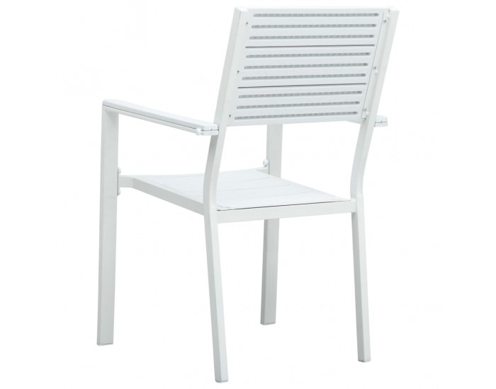 Sonata Градински столове, 4 бр, бели, HDPE, имитация на дърво