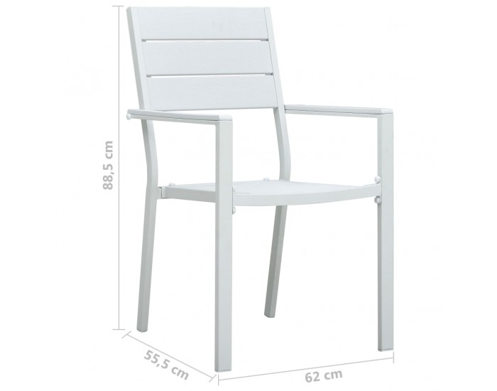 Sonata Градински столове, 4 бр, бели, HDPE, имитация на дърво