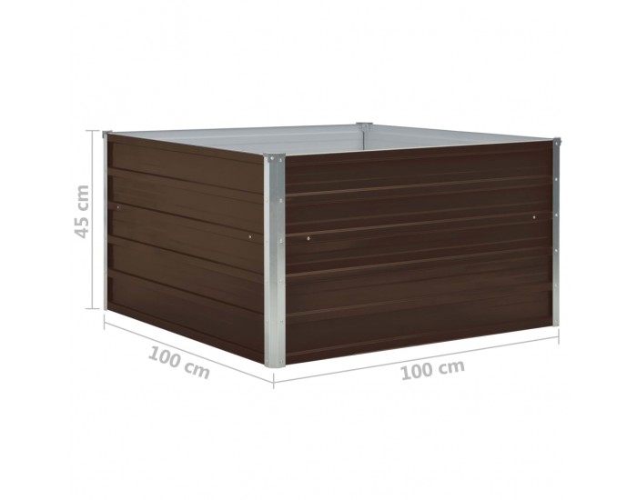 Sonata Повдигната леха, 100x100x45 см, поцинкована стомана, кафява
